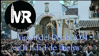 Procesión de la Virgen del Rocío en el saludo a la Hdad de Huelva en 2024.