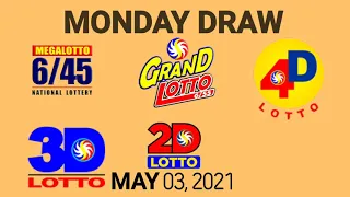 Lotto Result May 3, 2021 - Monday Draw (6/45, 6/55, 4D, 2D, 3D)