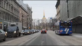 St. Petersburg timelapse through center: Fontanka - Nevsky avenue - Winter Palace (Hermitage museum)