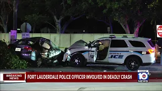 Woman dies after crash with police officer in Fort Lauderdale