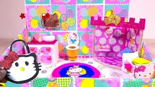 DIY Miniature Hello Kitty School Supplies and Dollhouse ~ Backpack, Notebook, Pen, Cosmetics Case