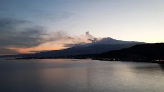 Etna volcano - eruption at sunset seen from Taormina - Time-lapse video 4K - ASMR