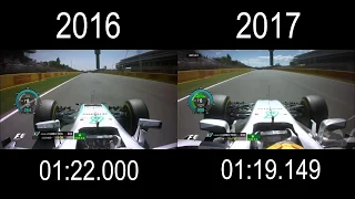 [HD] F1 2016 vs 2017 Onboard comparison Mercedes Hamilton in Spain