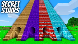 Where do lead SECRET STAIRS in Minecraft ? DIAMOND TUNNEL vs GOLD TNT  vs PORTAL ?