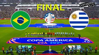 BRAZIL vs URUGUAY - FINAL | Copa America USA 2024 | Full Match All Goals | PES Gameplay