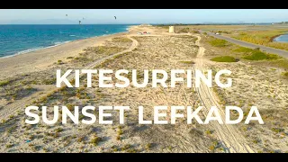 STUNNING KITESURFING DURING SUNSET AT AGIOS IOANNIS LEFKADA - BY DRONE