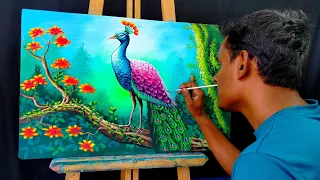 How to paint a peacock very easy | painting 522