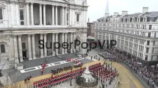 Baroness Thatcher's coffin arrives at St Paul's at Barone...