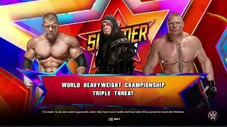 "WWE 2K23: Triple H vs. Undertaker vs. Brock Lesnar - Epic Triple Threat Showdown!"