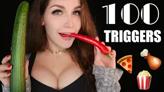 🍗🍎 ASMR 100 TRIGGERS in 10 minutes with Eating for Tingles 🌙✨