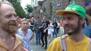 Хомячки Навального на запрещённой акции протеста на Тверской 27.07.2019.