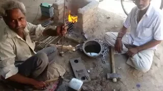 Street Blacksmith Working Hard in Indian Village - Very Fast and Accurate