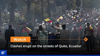 Clashes erupt on the streets of Quito, Ecuador