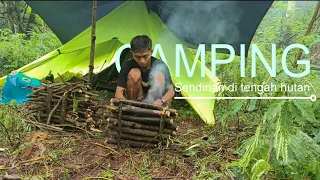 Solo Camping | Sendirian di tengah hutan hanya ditemani monyet, membangun tenda & membuat api unggun