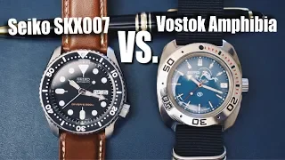The Seiko SKX007 vs. The Vostok Amphibia!!