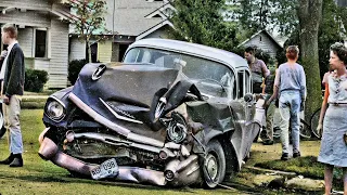 1950s - 1960s AMERICA - When Vintage Classics CARS CRASH (COLORIZED)