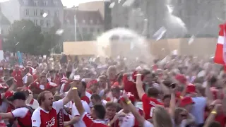 Danish fans CRAZY reaction to goals against Czech Republic