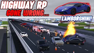 DRIVING A LAMBO IN A HIGHWAY RP GONE WRONG...  || ROBLOX - Southwest Florida