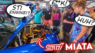 Hilarious Car Show Reactions To My AWD STI Swapped MIATA! (Hidden Camera)