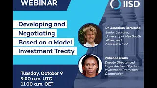 Webinar: Developing and negotiating based on a model investment treaty