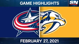 NHL Game Highlights | Blue Jackets vs. Predators - Feb. 27, 2021