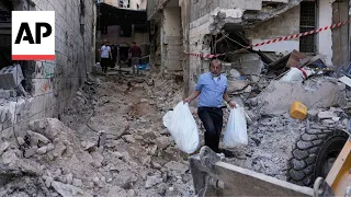 Destruction after Israeli raid at the Nur Shams refugee camp in the West Bank