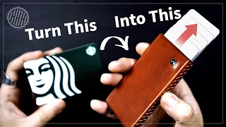 Turning Starbucks card into a card wallet | Leathercraft ASMR