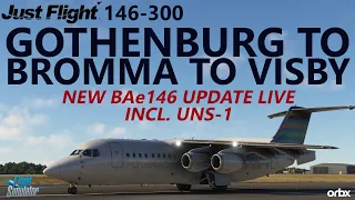 JustFlight BAe146 v2 Update Preview LIVE - Gothenburg to Bromma to Visby on VATSIM + NEW UNS-1 FMC!