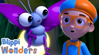 Blippi Meets A Firefly! | Blippi Wonders | Learn ABC 123 | Fun Cartoons | Moonbug Kids