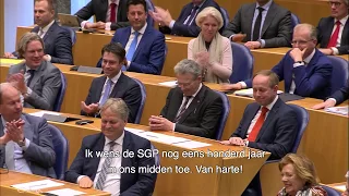 100 jaar SGP: felicitaties van Kamervoorzitter Khadija Arib, applaus van de Tweede Kamer