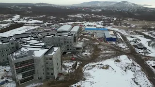 Камчатка, г Петропавловск Камчатский, строительство Краевой Больницы, октябрь 2022 г.