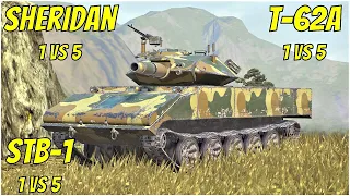 1 vs 5 T-62A, Sheridan & STB-1 ● WoT Blitz