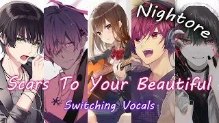 Nightcore ↬ Scars to Your Beautiful 「 Lyrics | Switching Vocals 」
