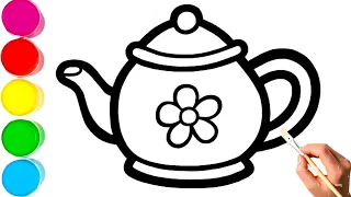 Teapot Drawing, Painting and Coloring for kids and Toddlers| Magic Fingers Art 🎨
