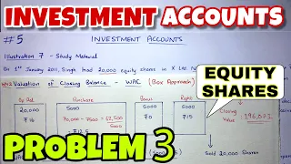 #5 Investment Accounts - Problem 3 - Equity Shares - CA INTER - By Saheb Academy