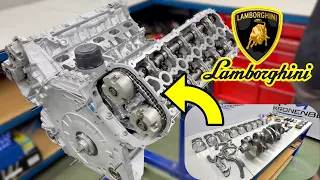 REBUILDING A LAMBORGHINI V10 ENGINE IN 10 MIN!