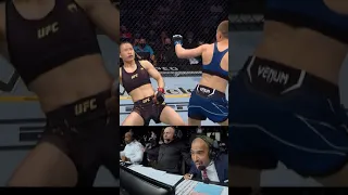 Ultra Slow Mo Commentary Booth Freaks out when Rose Namajunas Knocks out Zhang Weili