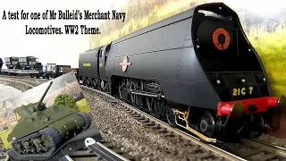 A test for one of Mr Bulleid’s Merchant Navy Class locomotives. Features Hornby R3717