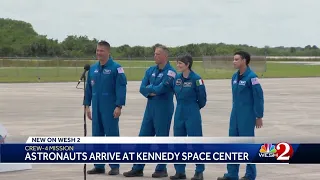 NASA's Crew-4 arrive at Kennedy Space Center ahead of launch on SpaceX Falcon 9