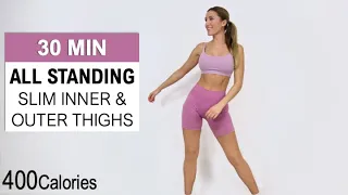 30 MIN All Standing Cardio HIIT | SLIMMER LEGS | INNER & OUTER THIGH Fat Burning Workout | No Repeat