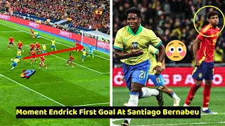 Moment Endrick First Goal At Santiago Bernabeu in Espana Vs Brazil 3-3