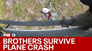 Video shows 2 men hoisted to safety after surviving plane crash in Washington state