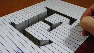 Draw a Letter E Hole on Line Paper   3D Trick Art