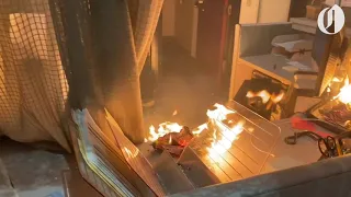 Protesters start fire inside the Multnomah building during a Portland Protest