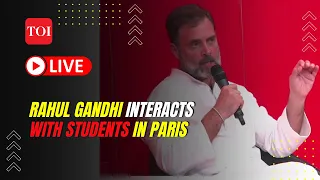 Congress leader Rahul Gandhi interacts with students and faculty at Sciences PO University in Paris