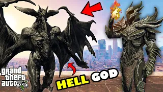 Franklin BIGGEST ATTACK With HELL GOD on DEVIL GOD and SERBIAN DANCING LADY GTA 5 |SHINCHAN and CHOP
