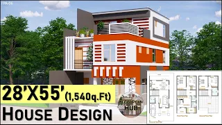 28X55 Home Design With Floor Plan and Elevation | 1540Sq.Ft. Home Plan