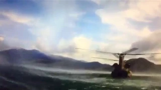 CH-47 picks up Greek SF team assault boat from water