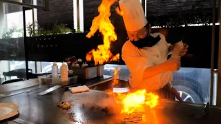 Amazing teppanyaki master's show, Assorted special course dishes