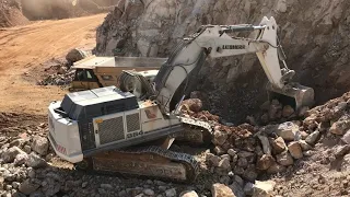 Liebherr 984 Excavator Loading Caterpillar Dumpers - Kivos Ate